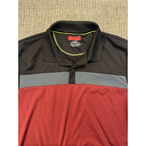 Vintage Alfani Mens Size XL Red Ribbed Polo‎ Shirt Button-Up Short Sleeve Cotton - Picture 2 of 12